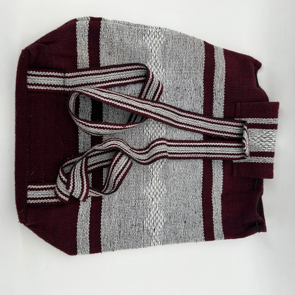 Texas‎ A&M ATM Maroon Gray Striped Drawstring Backpack Bag